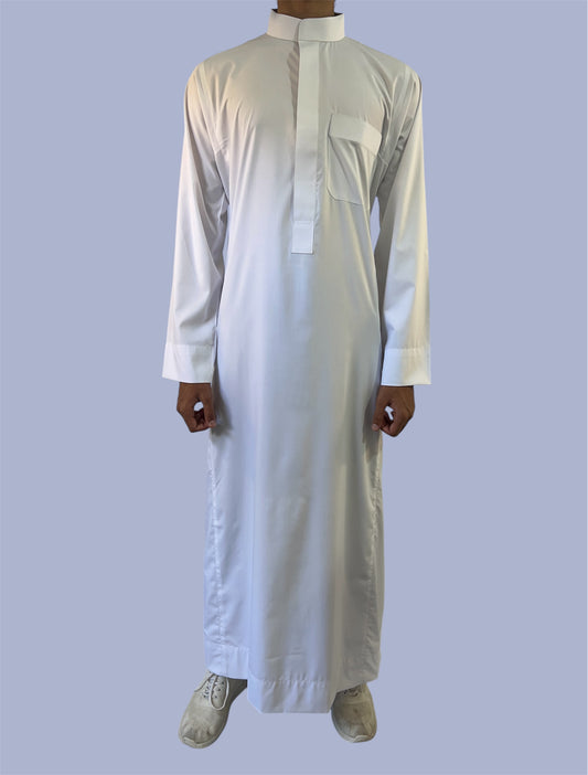 Premium Traditional Zip Up Thobe - White
