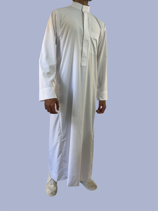 Premium Traditional Zip Up Thobe - White